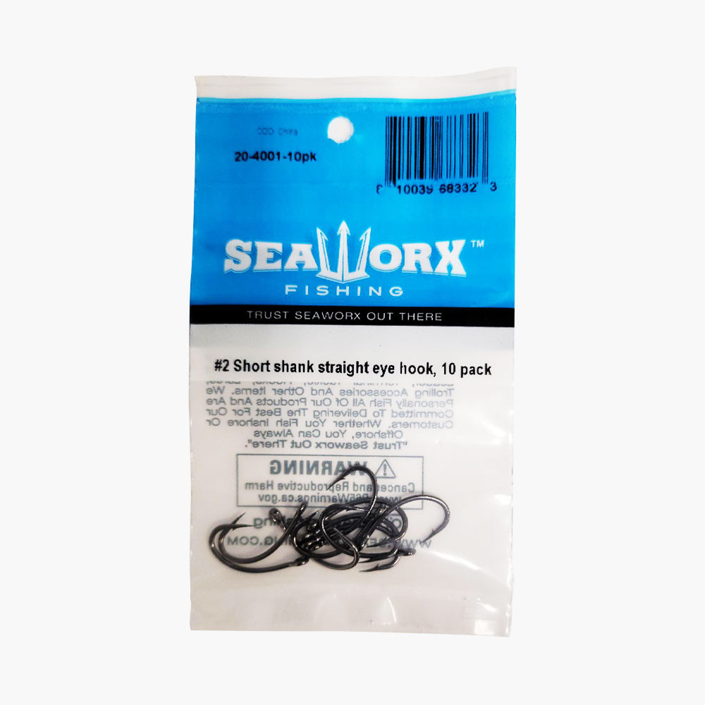 #2 Short shank straight eye hook, 10pk