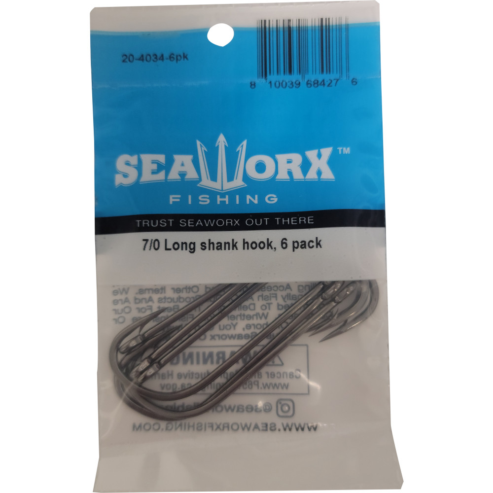 7/0 Long shank hook, 6pk