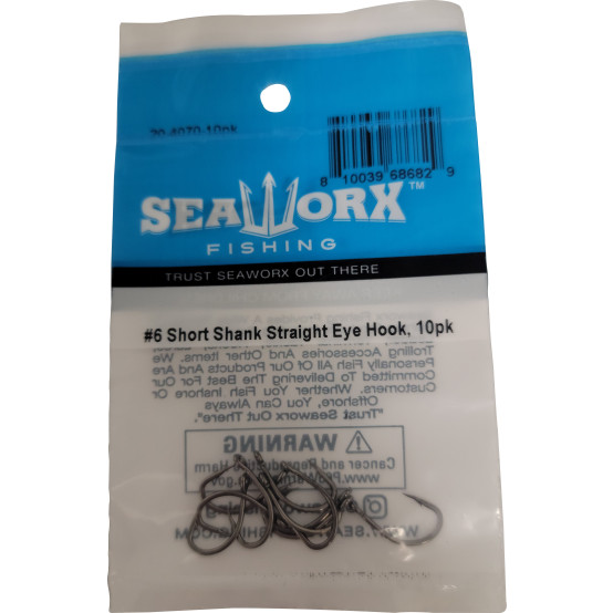 #6 Short Shank Straight Eye Hook, 10pk